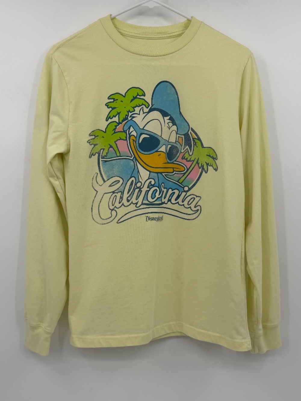 Disneyland Donald Duck T Shirt Adult XS Yellow Long Sleeve California Disney